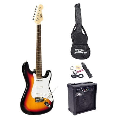 PylePro Full Size Electric Guitar Package w/Amp, Case & Accessories, Electric Guitar Bundle, Beginner Starter Package, Strap, Tuner, Pick, Ready to Use Out of the Box