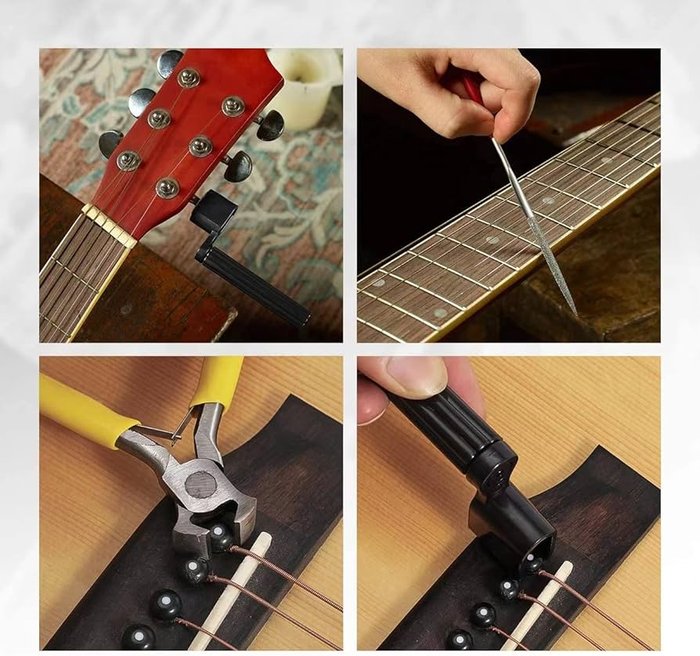 Amazon.com: 77 Pcs Guitar Maintenance Kit Repair Tool Setup with Carry Bag Large For Acoustic Guitar Electric guitar Ukulele Bass Banjo, String ...
