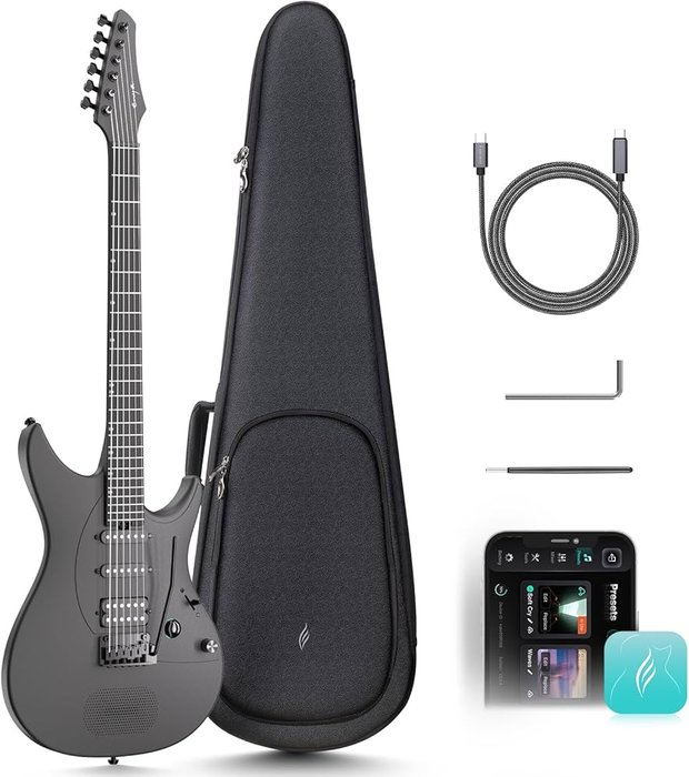 Enya Electric Guitar Inspire 39" Smart Electric Carbon Fiber Guitarra with 15W Wireless Speaker, 20 Distinct Tones, Onboard Presets, Charging Cable, ...