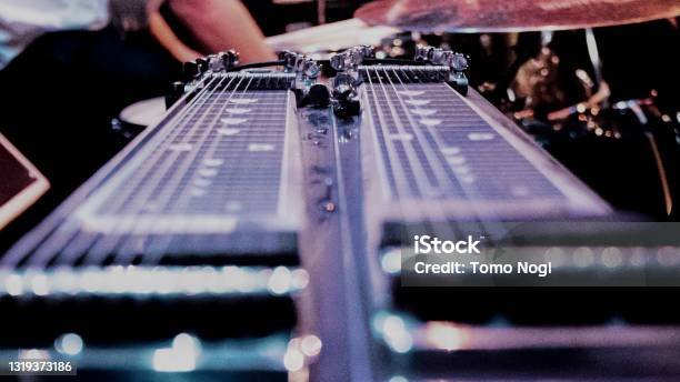 Musician Playing Lap Steel Pedal Guitar Slide Guitar On Stage ...