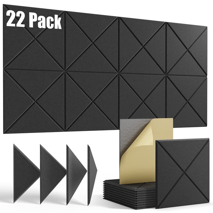 Amazon.com: 22 pack Acoustic Panels Self-Adhesive, 12"X 12"X 0.4 ...