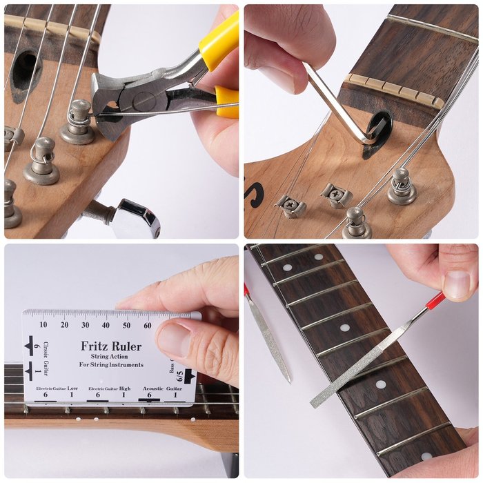 27 Pcs Guitar Repair Tool Maintenance Kits Luthier Bass Setup Tool f/ Instrument